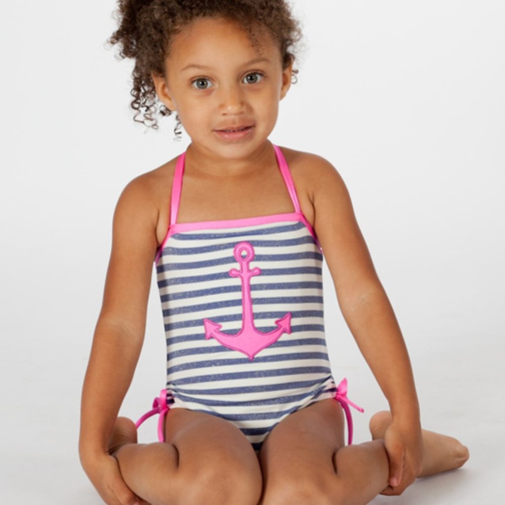 Love U Lots NWT Striped Anchor Swimsuit